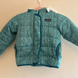 Patagonia Heathered Teal Reversible Fleece/Puffer Jacket